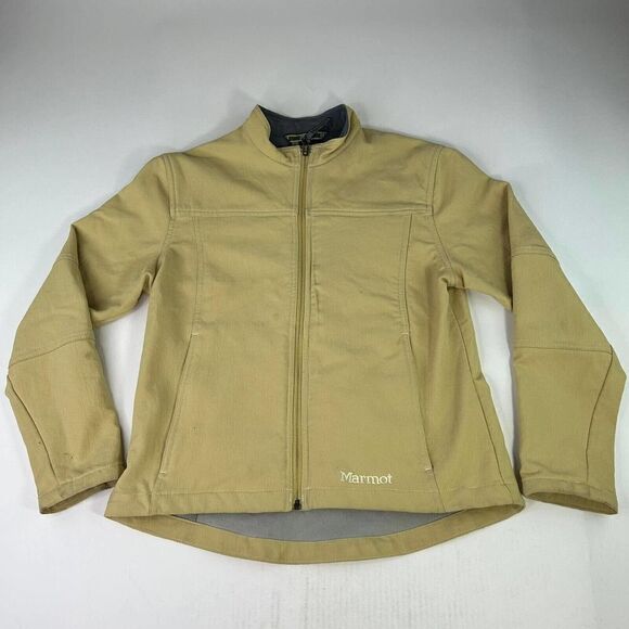 Marmot Women's Full Zip Soft Shell Jacket Size M Tan Beige Fleece Lined Jackets - Picture 1 of 11